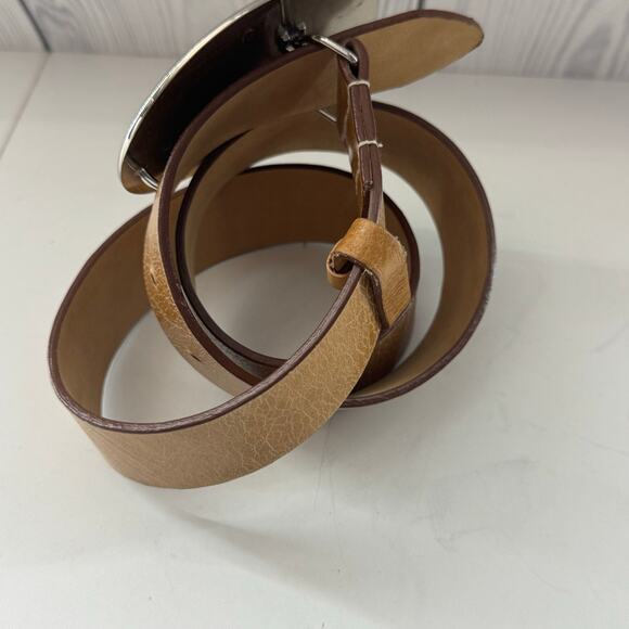 Cole Haan Y2K Medallion Belt Light Brown Leather Sz 30 Womens - Picture 2 of 7